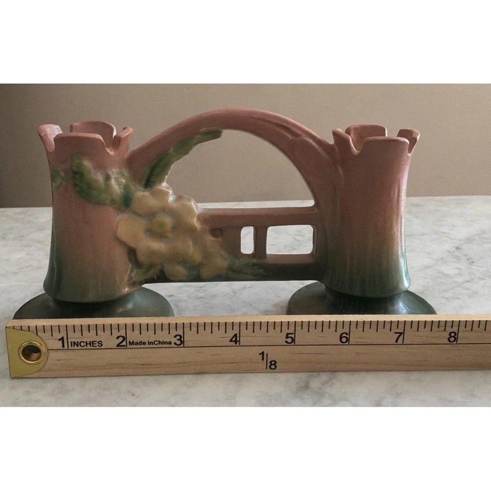 Vintage ROSEVILLE USA  Pottery Double Bud Vase #148